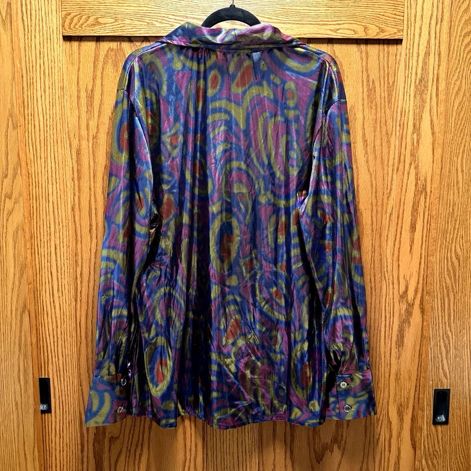 Forum Hombre Disco Camisa Disfraz Talla Única Manga Larga Disco Metálico Foto 2 de 4