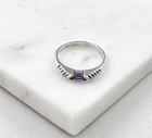 Vintage 925 Sterling Silver Purple Amethyst Dainty Stacking Band Ring Size 8