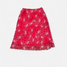 Red floral mesh mini skirt