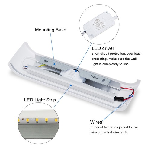 Lámpara de Pared 16W Lightess LED Interior Moderna Lámpara de Pared Blanca Up Down Luz IP44 - Imagen 13 de 19