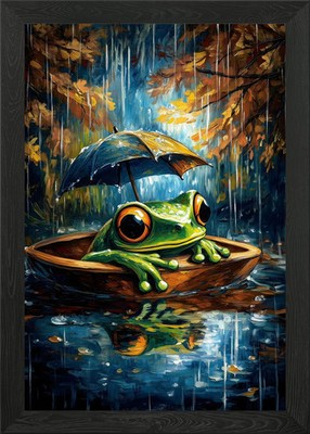 Frosch im Regen #6 Gerahmtes Wandbild Poster Druck Bild