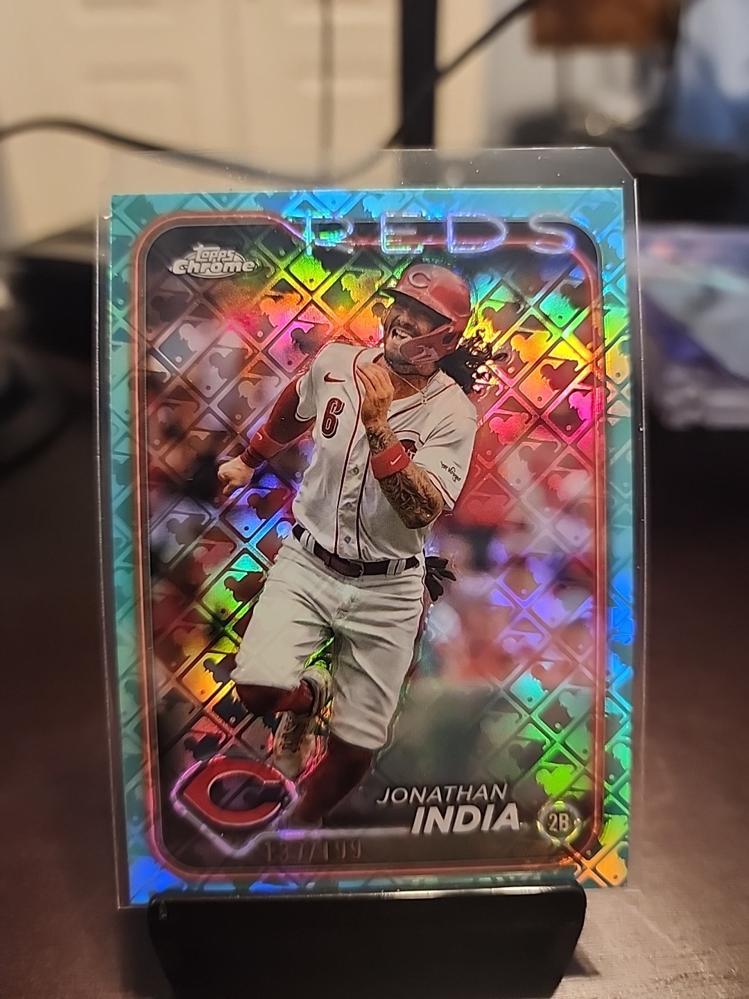 2024 Topps Chrome Logofractor Jonathan India Aqua Refractor #137/199