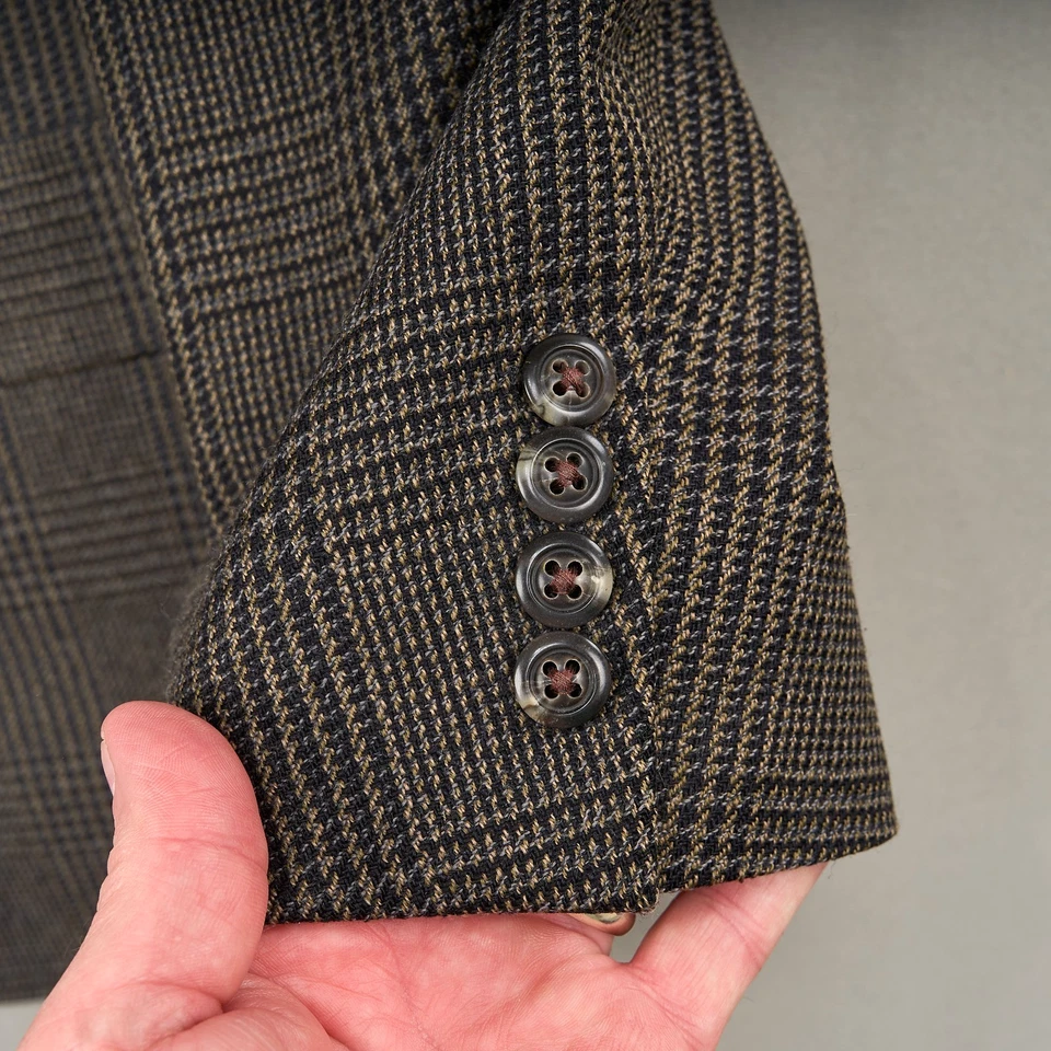 Blazer Hart Shaffner Marx 43R Abrigo Deportivo Marrón Lana a Cuadros Dos Botones De Colección Foto 2 de 4