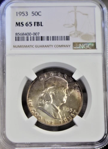 1953 US Franklin Half 50c NGC MS65 FBL (Full Bell Lines)