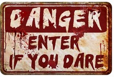 Halloween Decorations Indoor Horror Room Decor Metal Tin Signs - 12x8 Inches