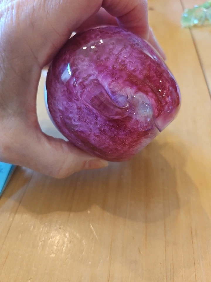 Escultura de cerdo rosa soplado a mano de vidrio artístico vintage estatuilla pisapapeles Foto 2 de 4