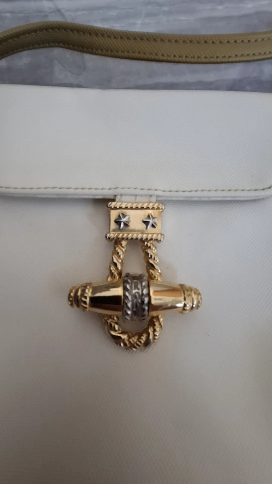 Vintage RODO for Kurt Geiger Italian Leather & Canvas Crossbody Bag – Gold Clasp - Image 3 of 4