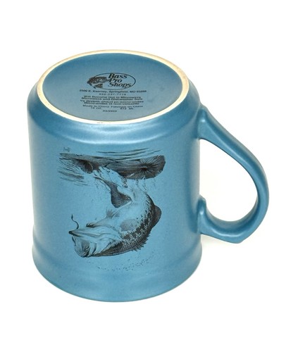 Bass Pro Shops Blue Ceramic Coffee Mug with Jumping Fish Artwork 16oz - Picture 20 of 22