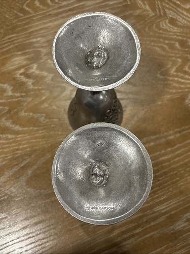 Vintage 1996 Carson Statesmetal Pewter Forevermore 7" Chalice Cup Set of 2 - Picture 9 of 13
