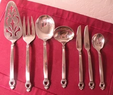 7 piece Service Hostess Set F.B ROGERS ERIKA pattern Stainless JAPAN