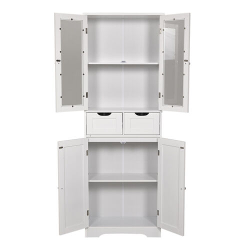 67'' Cabinet Tall Freestanding Bathroom Bedroom 2Drawer 4 Doors Storage Cupboard - Picture 4 of 7