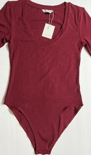 NWT Mango Pop Red V-neck Body Suit Long sleeve Size S