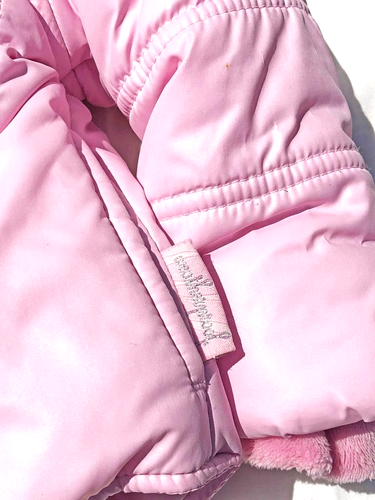 Puffer Jacket Girls 18M Pink Warmest Microfiber with Hood Weatherproof EUC - Picture 5 of 8