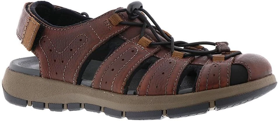 Sandalo casual da uomo Clarks Brixby Cove marrone scuro in pelle 31521