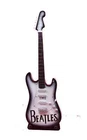 Miniature Guitar BEATLES Black & White Guitar on Stand.