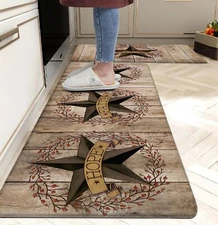 Western Rustic Kitchen Rugs Mat Set Of 2 Cushioned Anti Fatigue Kitchen Mats For