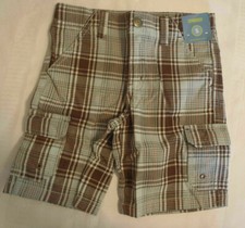 Gymboree Boys Size 5 Skate Park Blue Plaid Cargo Adjustable Waist Shorts NWT