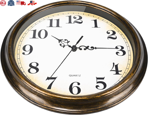 Wall Clock Battery Operated Silent Non-Ticking Vintage Wall Clocks for Kitchen, - Picture 3 of 8