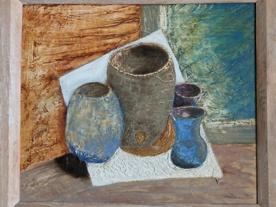 Original großes Impasto Abstraktes Ölgemälde von Steve Doman Stillleben 1999