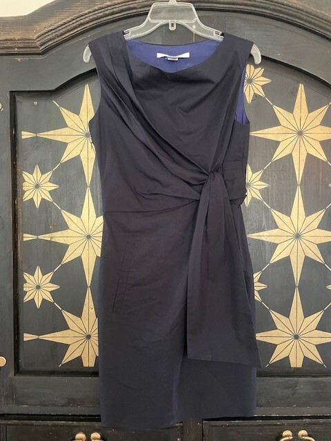 Diane Von Furstenberg DVF Navy Della Dress S 6 Side Zip