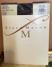 Field Manor Lycra Opaque Pantyhose Control Top Size B Darkest Brown Style 382