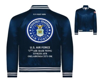 72ND AIR BASE WING*TINKER AFB*OKLAHOMA* EMBROIDERED SATIN JACKET(BACK ONLY)