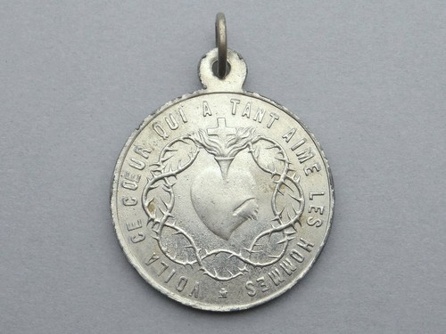Französischer, religiöser Anhänger. Margaret Mary Alacoque, Herz-Jesu, Dornenkrone - Bild 2 von 4