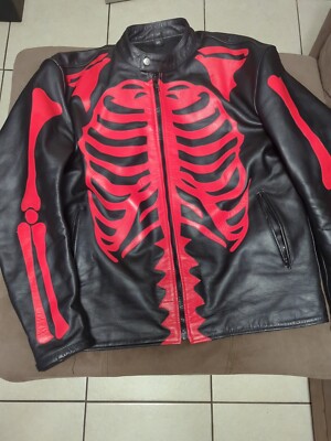 The Alley Leather Red And Black Bones Jacket 3XL (but Fits Like An