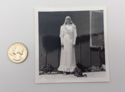 Vintage Photo Lady Cat Pretty Dress Found Retro Fashion Cute Found Snapshot  | eBay