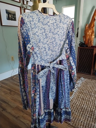 Vtg 70's Kate Greenaway Boho Prairie Maxi Blue Floral Dress Girls Size 10 - Picture 2 of 3