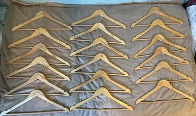 19  Hangers Premium Natural Finish Wood Suit Pant Dress Coat Hangers