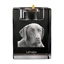 Labrador Retriever - Candle Holder With Dog Photo, Tea Light From Crystal, Pe