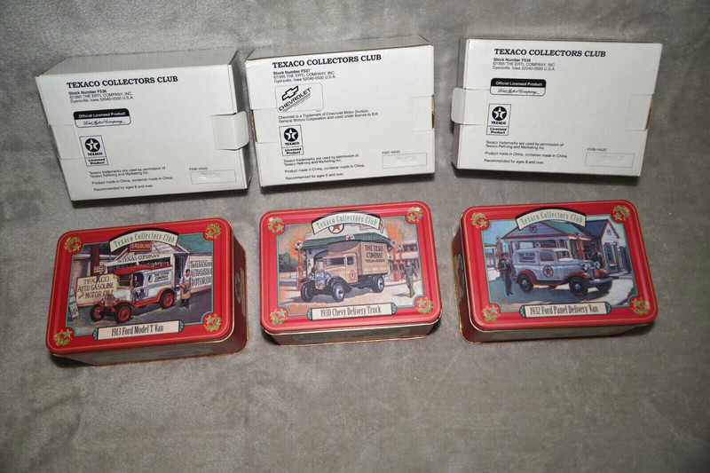 ERTL Texaco Collectors Club LOT OF THREE Delivery Car w/ Tin Case NIB