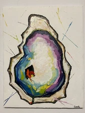 Impressionism Original Hand Painted Impasto Oil Painting Oyster 16x20 Signed