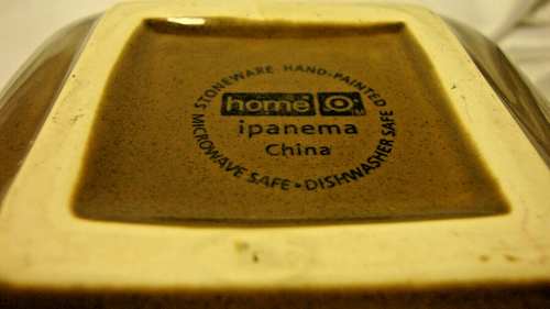 I Home Stoneware Ipanema 6"x6"x3" Serving Bowl Brown w/Bamboo Edge Decor AA2 - Picture 4 of 5