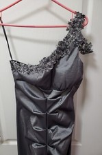 Cache Shimmery Gray Rouched Long Gown Size 8