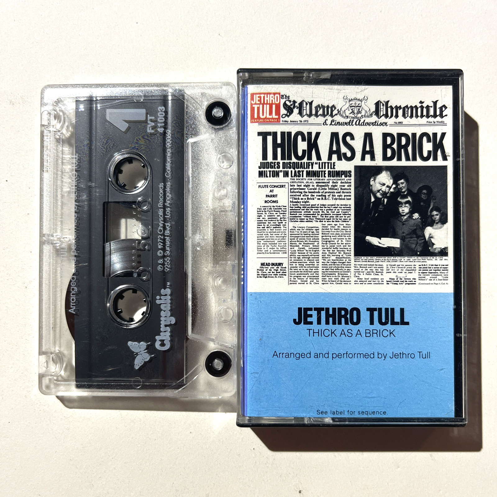Jethro Tull- Thick As A Brick (Cassette Tape) 1972 Chrysalis Records Rock Tested