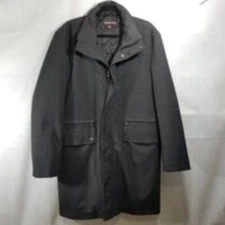 Michael Kors Trench Coat Mens size Medium dark gray long tuck away hood