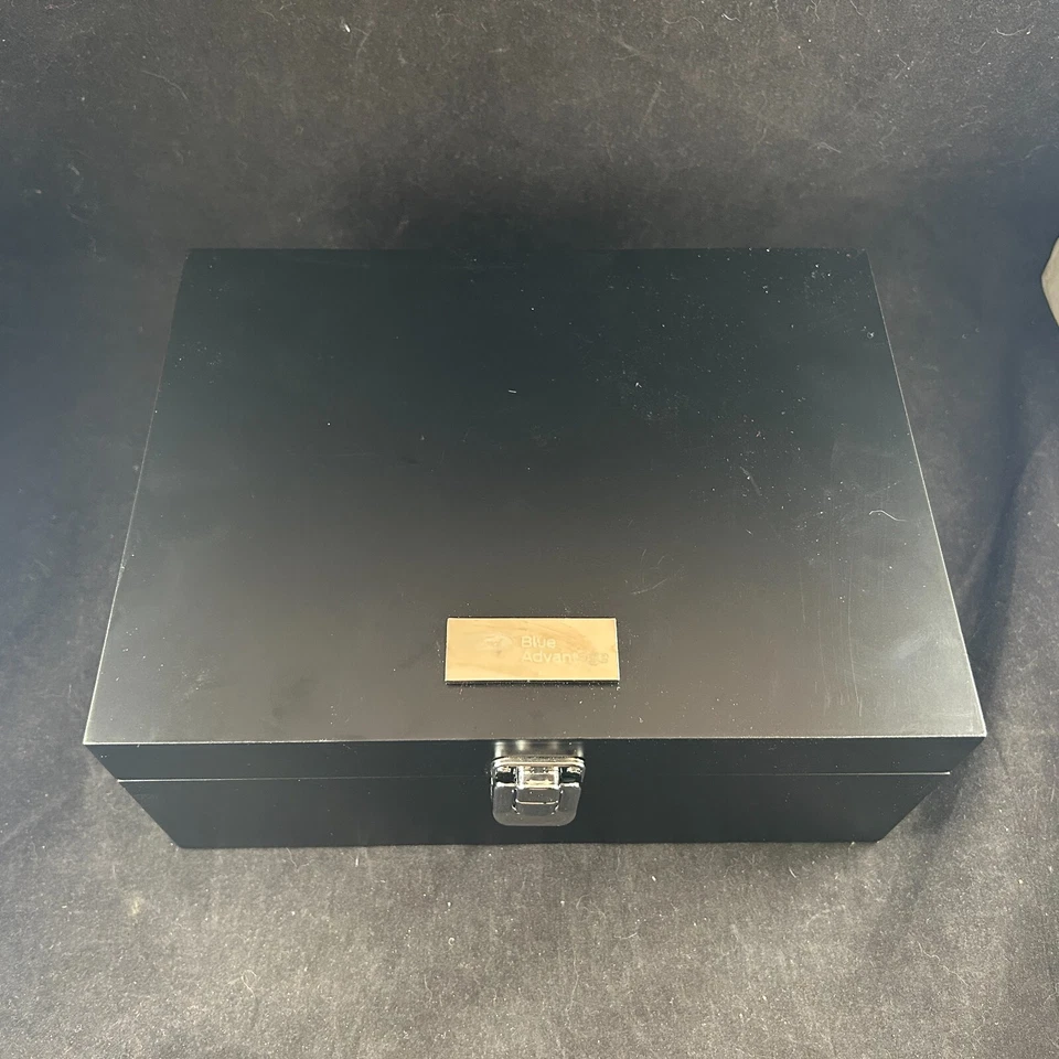 FORD BLUE ADVANTAGE GLASS TUMBLER SET BLACK BOX W/ STONE COASTERS & CUBES - RARE - Imagem 2 de 4