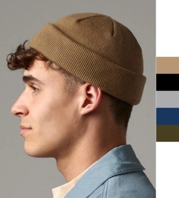 Beechfield: Recycled Mini Fisherman Beanie Mütze flache Krone Winter B43R NEU