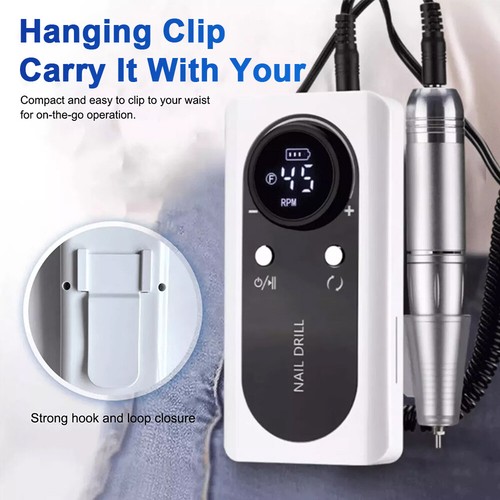 Electric Nail Drill Machine Portable Rechargeable Manicure Pedicure LCD 45000RPM - Picture 18 of 48