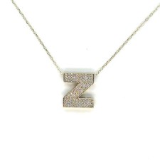 14k YELLOW GOLD 0.55ct ROUND DIAMONDS 3D LETTER Z INITIAL PENDANT 3.15g 0.60"