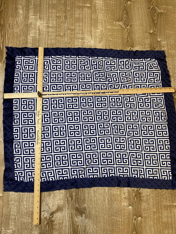 Mudpie Minky Blanket Navy Blue Baby Boy Geometric Ruffle Security Lovey EUC - Image 4 of 4
