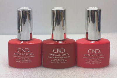 New (3) CND SHELLAC LUXE 60 Sec Removal GEL POLISH- Tropix, Mambo Beat, Liberte