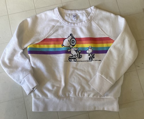 Gap Kids Peanuts Snoopy Cartoon Sweatshirt Hoodie Sz S (6-7) Pullover