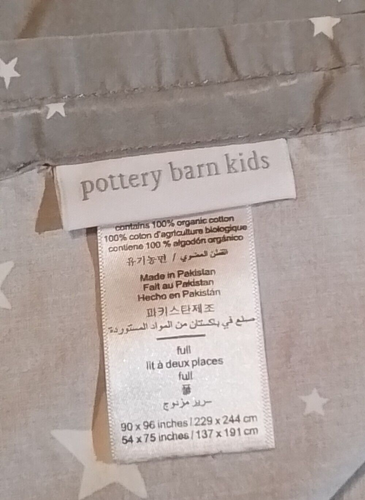 Pottery Barn Kids Shining Star Full Size Flat sheet Gray White Modern Stars - Picture 6 of 8