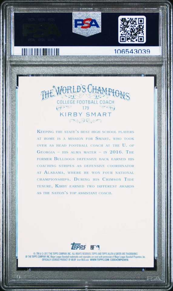 2017 Topps Allen & Ginter X #179 Kirby Smart Coach Rookie Card RC PSA 8 QTY - Image 4 of 4