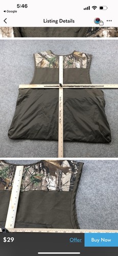 NWT Game Winner Hunting Vest Men’s Large Real Tree Camo Zip Game Pockets - Picture 8 of 11