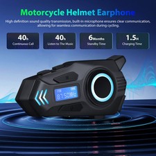 Motorcycle Intercom 10 Riders Group 500m Helmet Headset Bluetooth V6.0 w/ Mic