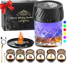 Electric Whiskey Smoker Kit, Cocktail Smoker Kit with LCD Display, No Butane Nee